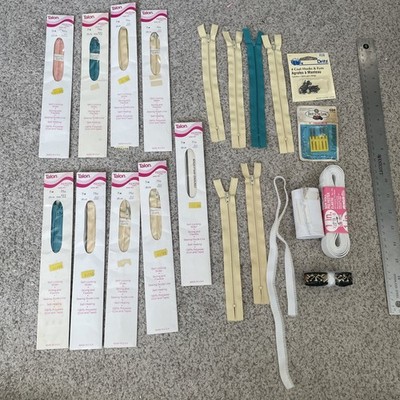 VTG Talon Polyester 70s Zippers Elastic Dritz Hooks Sewing Machine Needles 21 Pc