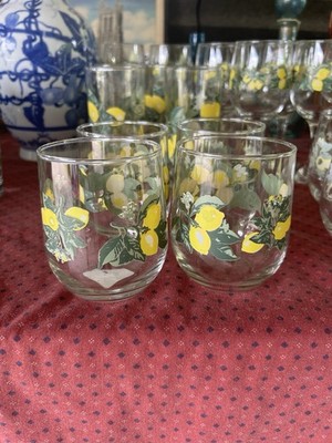 Royal Norfolk Lemon Stemless Whine Glass Print Glass Tumblers Set of 4 16.08 Oz