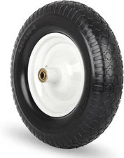 16in Solid Wheelbarrow Tire 4.80/4.00-8 Flat Free 6in Centered Hub 5/8in Hole