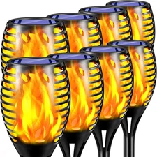 Tomcare 8 Pack Outdoor Flickering Flames Torch Decorative Garden Lights Solar Po
