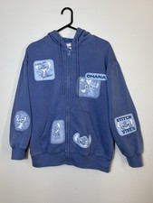 NWT Disney Stitch Blue Full Zip Hoodie Women M Embroidered