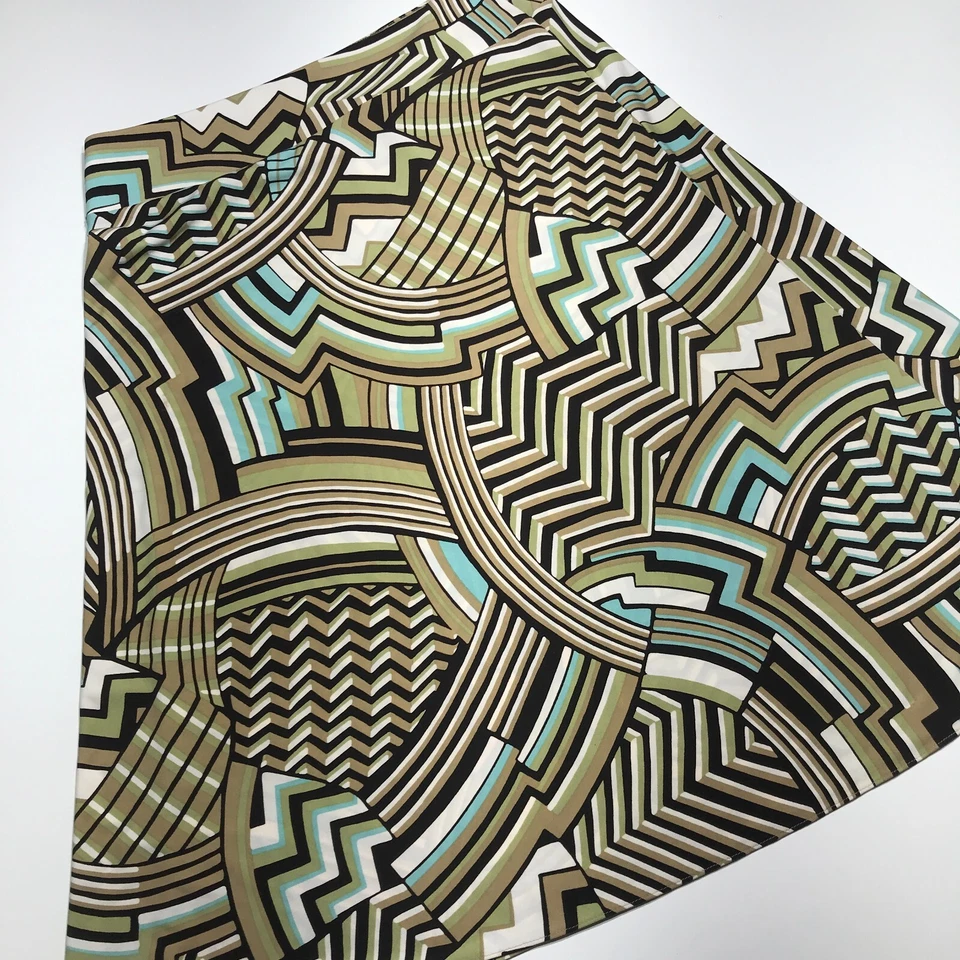 Falda Kenneth Cole Reaction Talla L Marrón Multicolor Geométrica Acampanada Larga Maxi Foto 2 de 4