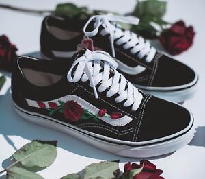 vans old skool with rose patch