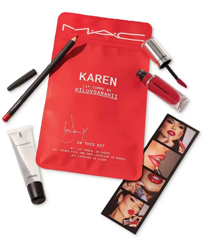 MAC Karen Lip Combo by @ILUVSARAHII 3pc Set: Pencil, Lipcolour