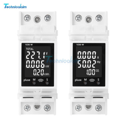 DIN Rail Multi-Function Tester Digital Voltage Current Power Meter AC85~265V 63A