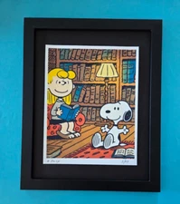 AIDAN FLUX  Hand Signed Authentic Print 14x11in. Framed Snoopy Hearing | COA