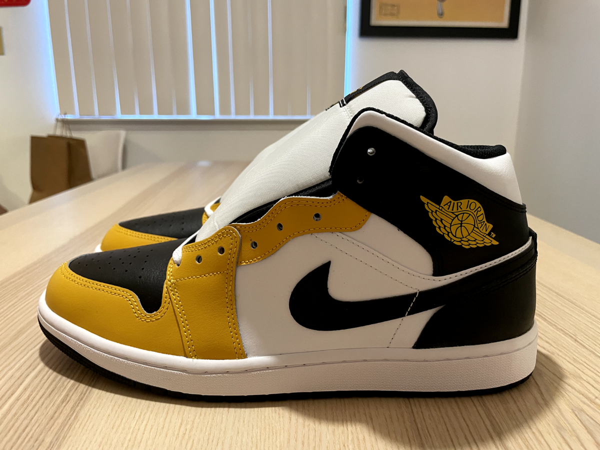 NIKE / Nike Air Jordan 1 Mid Yellow Ochre/27cm/BLK/レザー/DQ8426-701 NEW Nike Air Jordan 1 Mid Shoes Black Yellow Ochre DQ8426-701