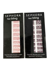 Sephora Nail Bling 3D Effect Lot of 2 Packs - Pink Zebra & Red Chip #17410