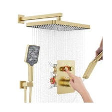 Thermostatic Shower System 13-Inch Rainfall Shower Head - 3 Setting Handheld ...