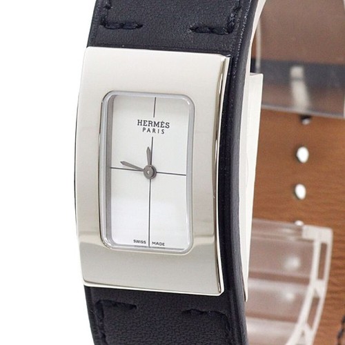 HERMES Cherche Midi Watch Square Quartz Beige Dial Silver Belt Ladies Working - Picture 7 of 24