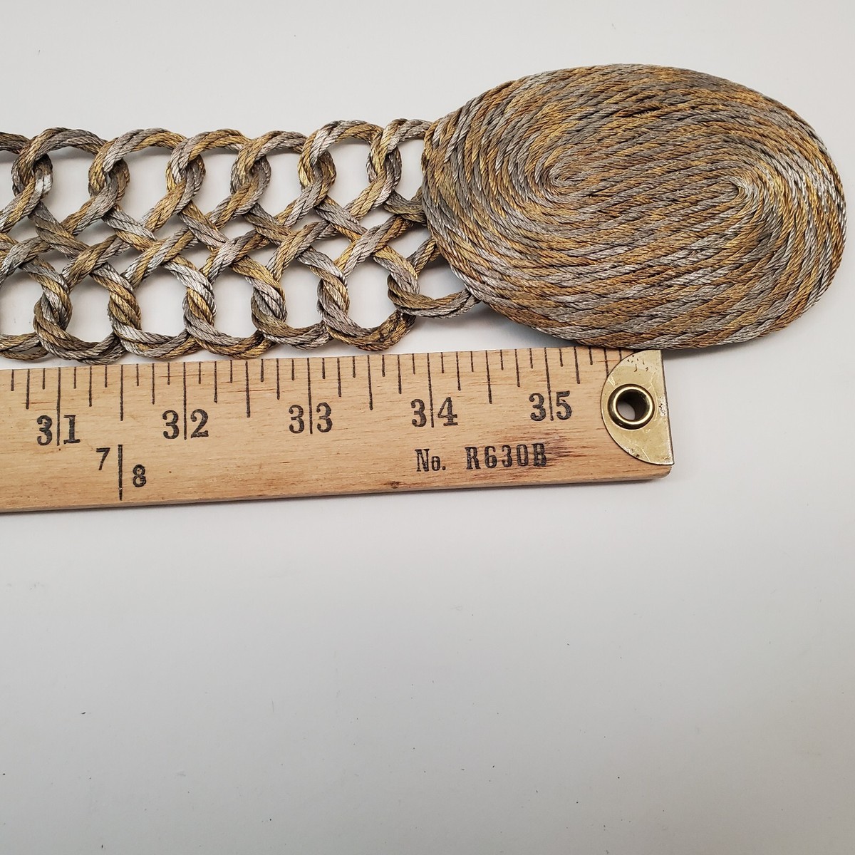 Vintage Gold Braided Wire Chain Belt BRAUN lightweight chunky gold cable chain and tassel belt main image 2