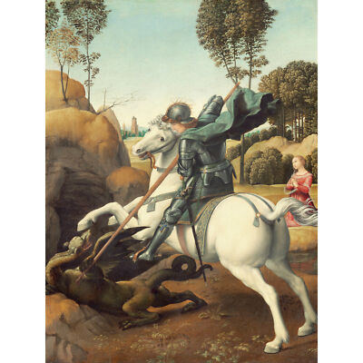 Raphael Saint George And The Dragon großer Leinwand Kunstdruck