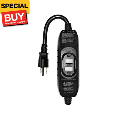 GFCI Inline Plug Replacement Assembly 3 Wires , Auto-Monitor，Manual Reset, Water