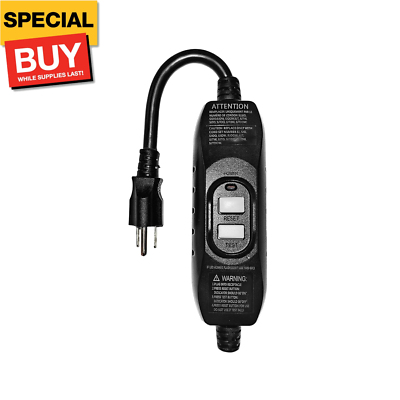 #ad GFCI Inline Plug Replacement Assembly 3 Wires Auto Monitor，Manual Reset Water $32.11