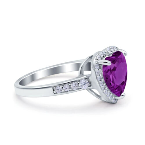 Halo Heart Promise Wedding Ring Simulated Cubic Zirconia 925 Sterling Silver - Picture 3 of 12