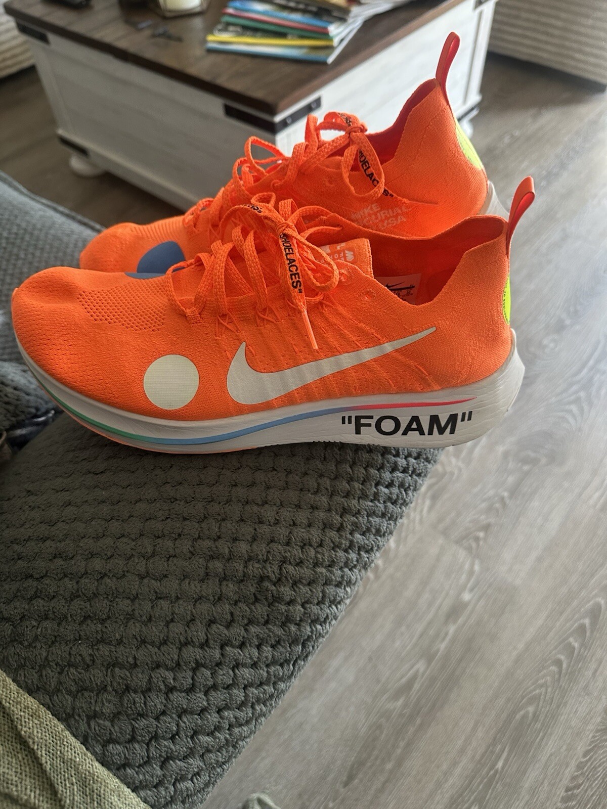 OFF WHITE X NIKE Taglia 12 Nike Off White x Zoom Fly Mercurial Flyknit arancione totale