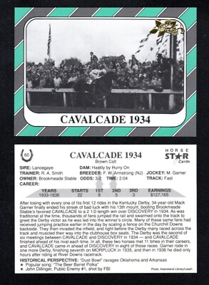 Cavalcade 1934 Kentucky Derby Winner 1990 Horse Star Cards Gold Foil Rare!