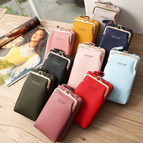 Mujeres Cuero Teléfono Celular Cartera Bandolera Bolso Cartera Estuche Pequeño Bolso de Hombro - Imagen 3 de 21