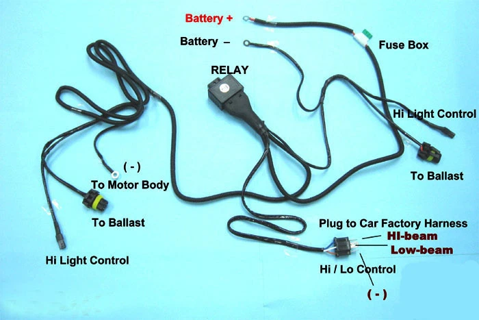 Kit controlador de fiação HID relé H4 (9003 HB2) 35W/55W bi-xenônio Hi/Lo H/L - Imagem 3 de 4