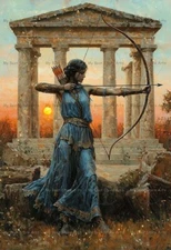 ARTEMIS ART PRINT, Greek Goddess Warrior Archer Decor, Pagan Poster Fantasy F774