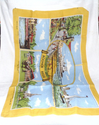 Vintage Linen Tea Towel Around And About Bognor Regis Made In Ireland
