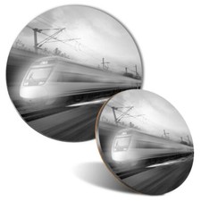 Mouse Mat & Coaster Set - BW - Modern Train Railway Transport  #36109