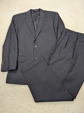 Jos A Bank Suit Mens 42R 35x29 Black Pinstripe Wool 2 Piece Signature Collection
