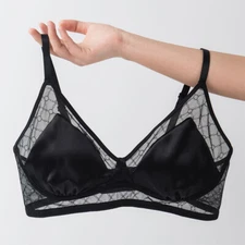 93% Mulberry Silk 7%  Spandex Women Bra Thin Wireless Wire Free Bralette TG234