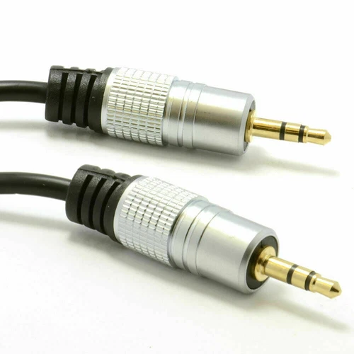 1m Pro Audio Métal 3.5mm Jack Stéréo vers Jack Audio Câble Or [Noir] Aux Câble