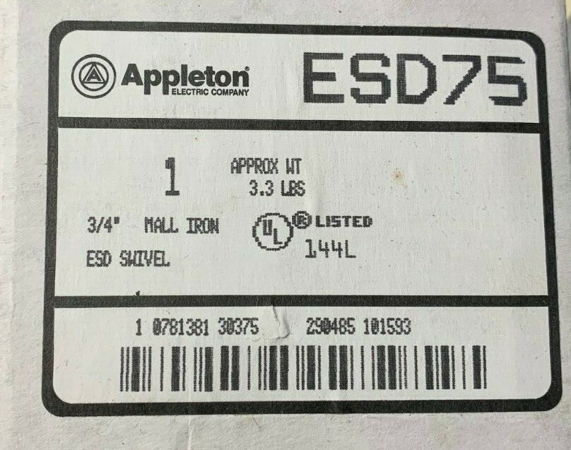 APPLETON / EMERSON ESD75 UNILET (NEW) EXPLOSIONPROOF 3/4 FIXTURE HANGER ...