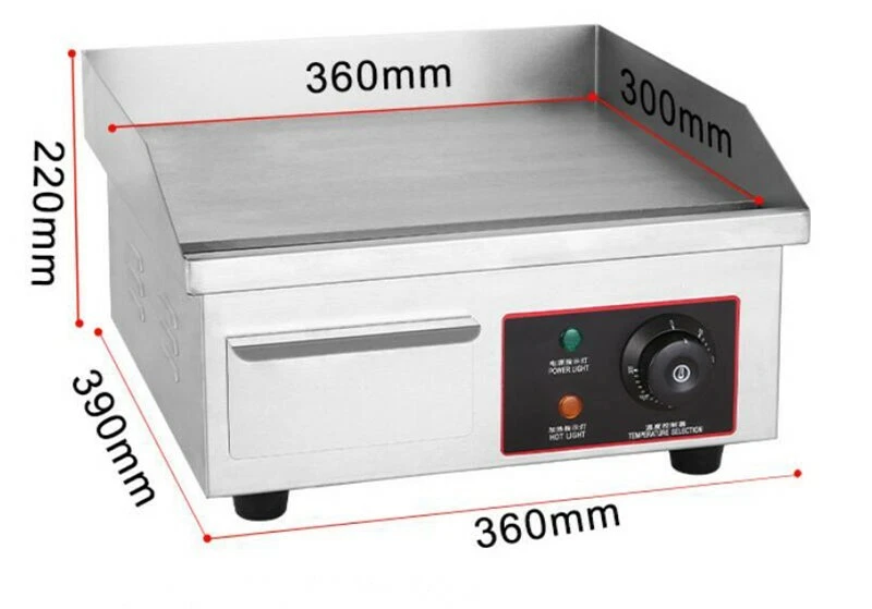 Electric Mini Griddle Stove Countertop Flat Cooking Grill Stainless Steel Commer