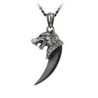 Alchemy Gothic Wolf Macht Fang Amulett Halskette P788 Herren Pewter