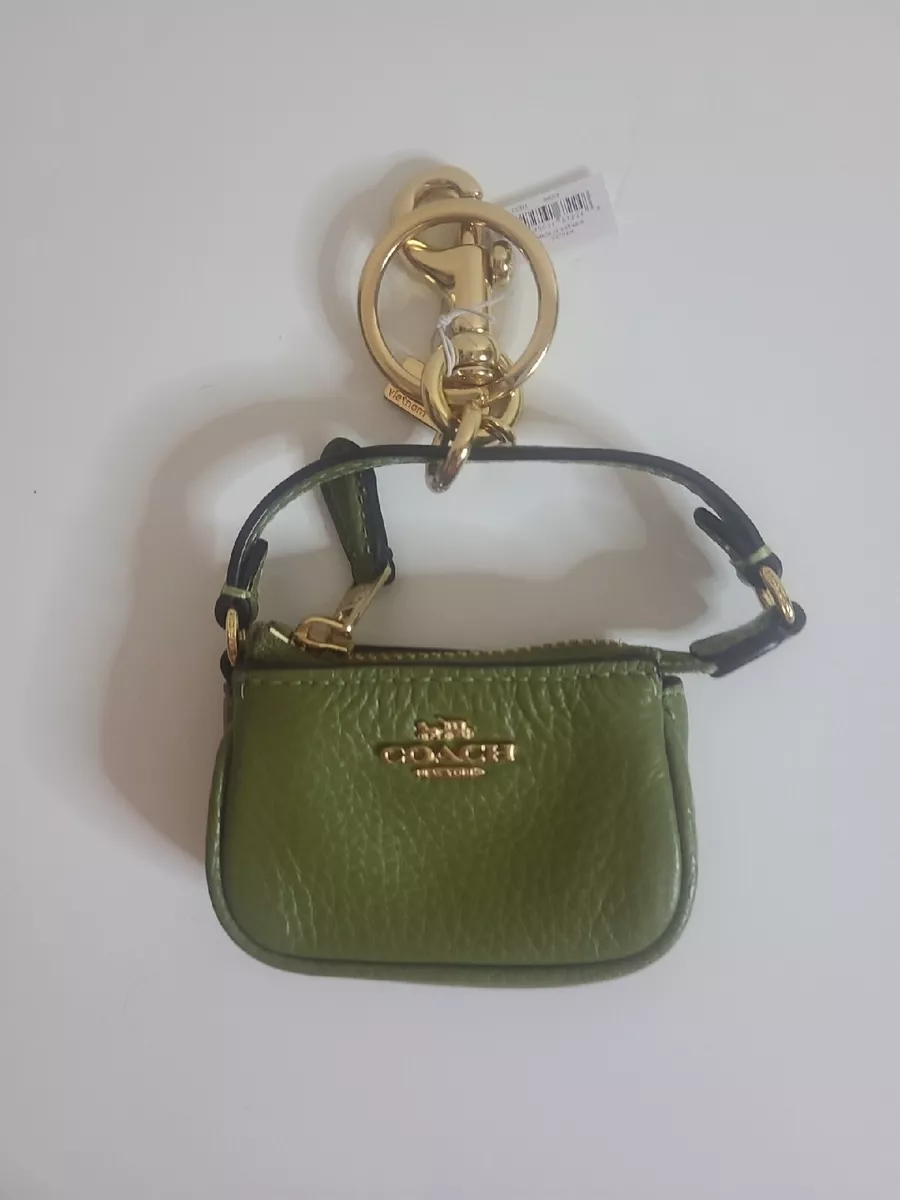 Coach Mini Nolita Bag Charm IM Olive Green Refined Pebble Leather New with Tag