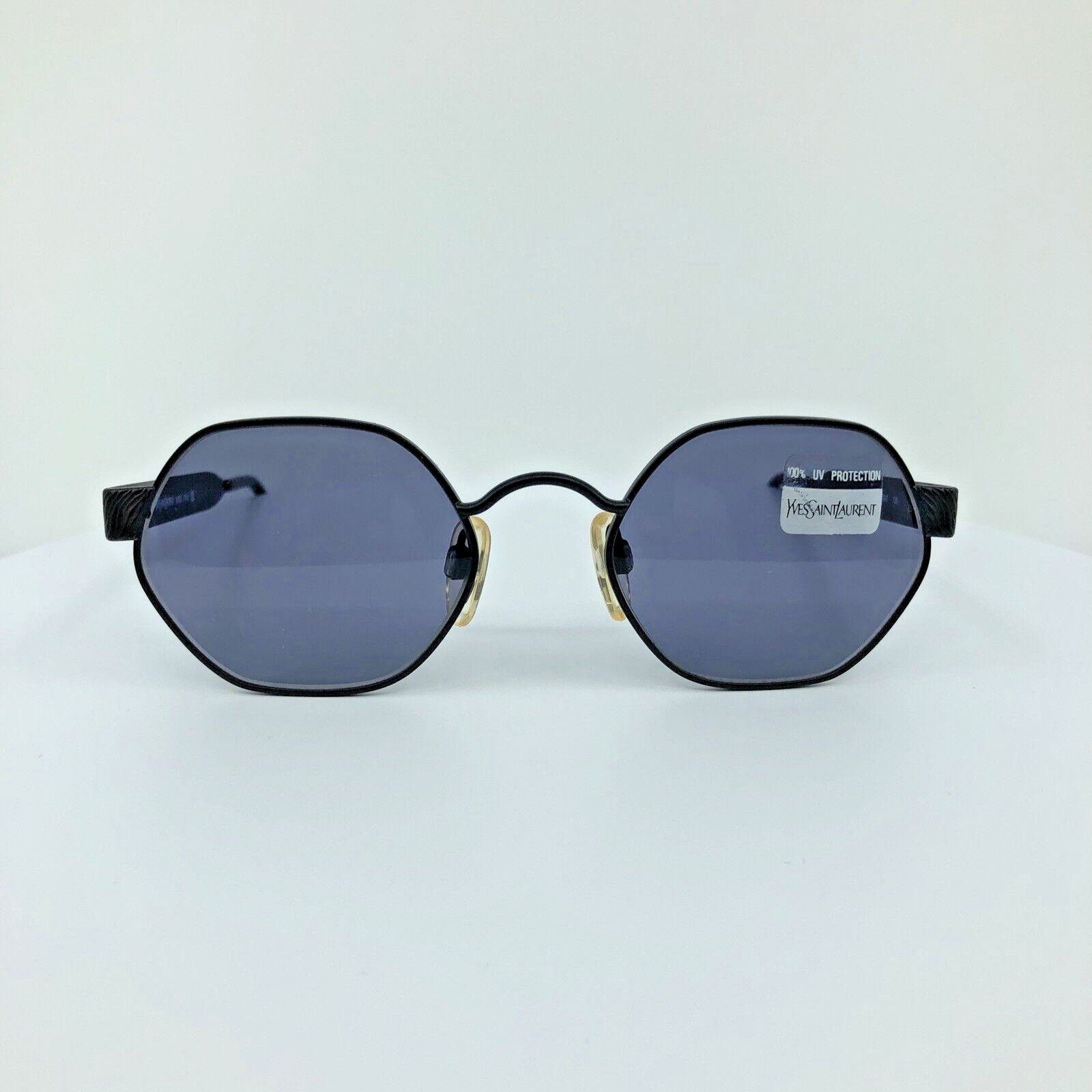 Nuovi occhiali da sole vintage Yves Saint Laurent YSL 6019 C. Y 243 nero opaco e oro