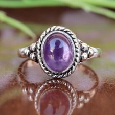 Amethyst Gemstone 925 Sterling Silver Ring Statement Women Jewelry Gift D-12