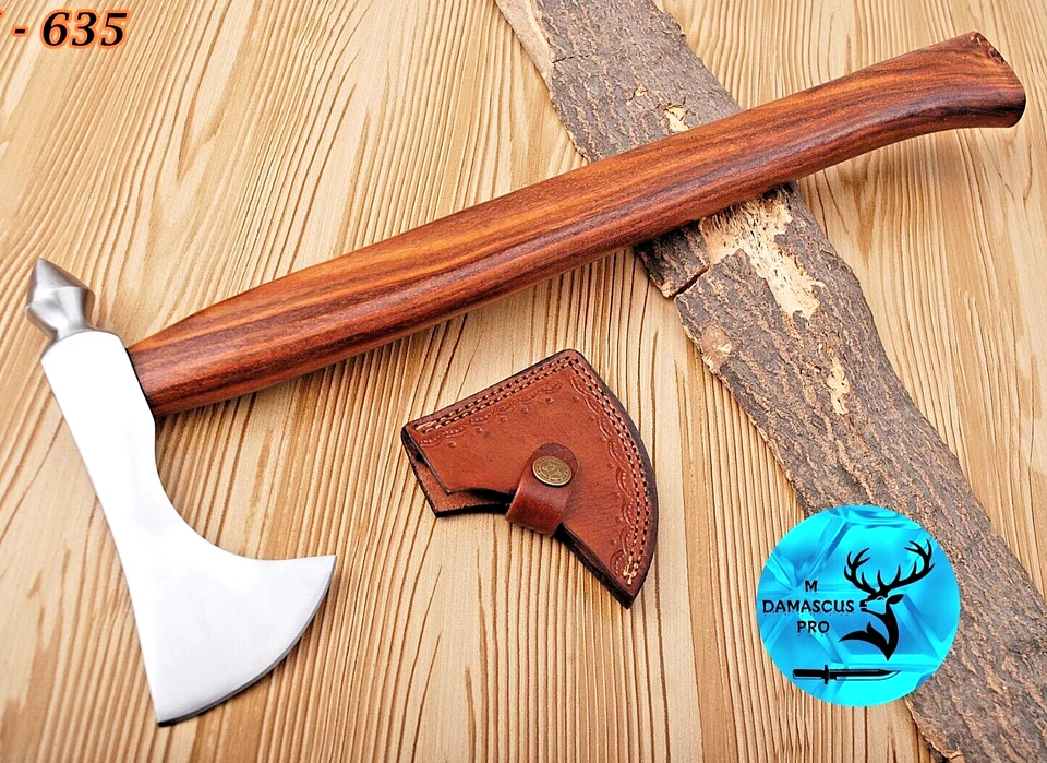 HACHA DE ACERO AL CARBONO HECHA A MEDIDA INTEGRAL MANGO DE MADERA VIKINGO TOMAHAWK 635 Foto 2 de 4