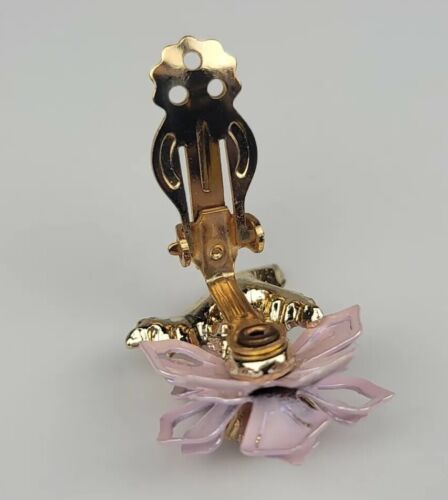 Vintage Coro Enamel Flower Brooch Pin And Matching Clip On Earings w/ Pearlf - Picture 13 of 24