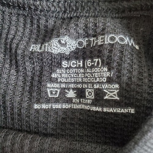 Fruit of the Loom Boys 2-Pack Thermal Waffle Crew Top Black/Heather Grey Small - Picture 5 of 7