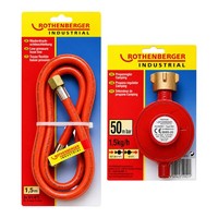 Rothenberger Propan Druckminderer 50 Mbar + Gasschlauch 1,5 M Set Camping