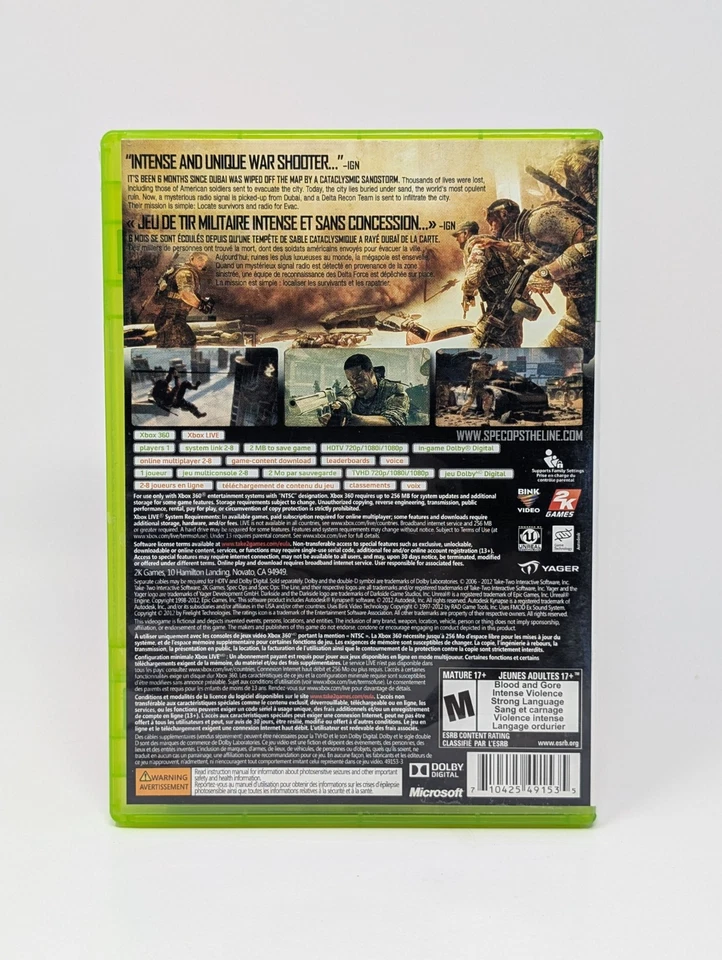 Spec Ops: The Line (Microsoft Xbox 360) - CIB Complete - Image 2 of 3