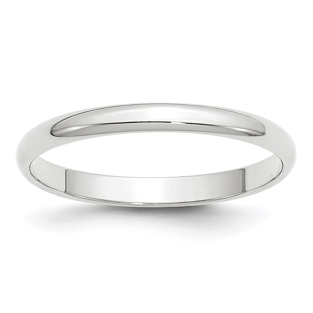 10k White Gold 2.5mm Lightweight Half Round Wedding Band Ring Size 9