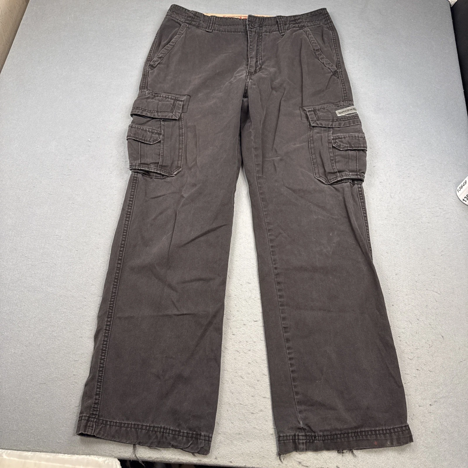 Unionbay Mens 34/34 BLACK Cargo Pants Cotton Straight Leg Utility Trousers Y2K