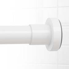 White Tension Shower Curtain Rod 34-43" Heavy Duty Adjustable No Drill Window