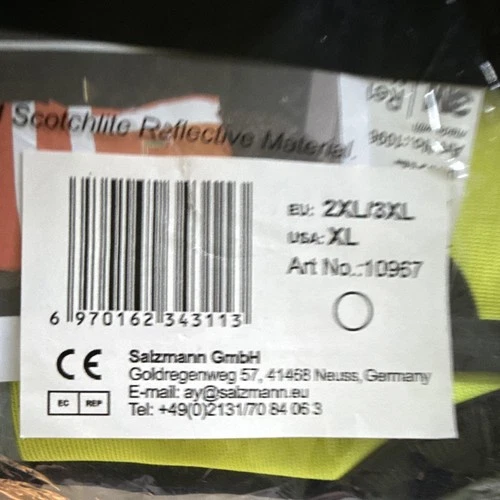 Salzmann Hi-Vis Yellow Reflective Safety Vest Silver Stripes Size XL 10967 image 2