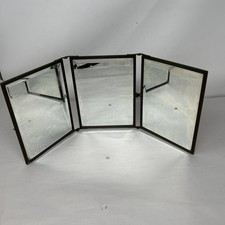 Vintage Antique Tri-Fold Vanity/Triptych Mirror w/Waterfall & Embossed Panels