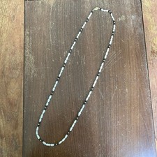 Vintage Fresh Water pearl black bead 14/20 gold filigree clasp 30" inch necklace