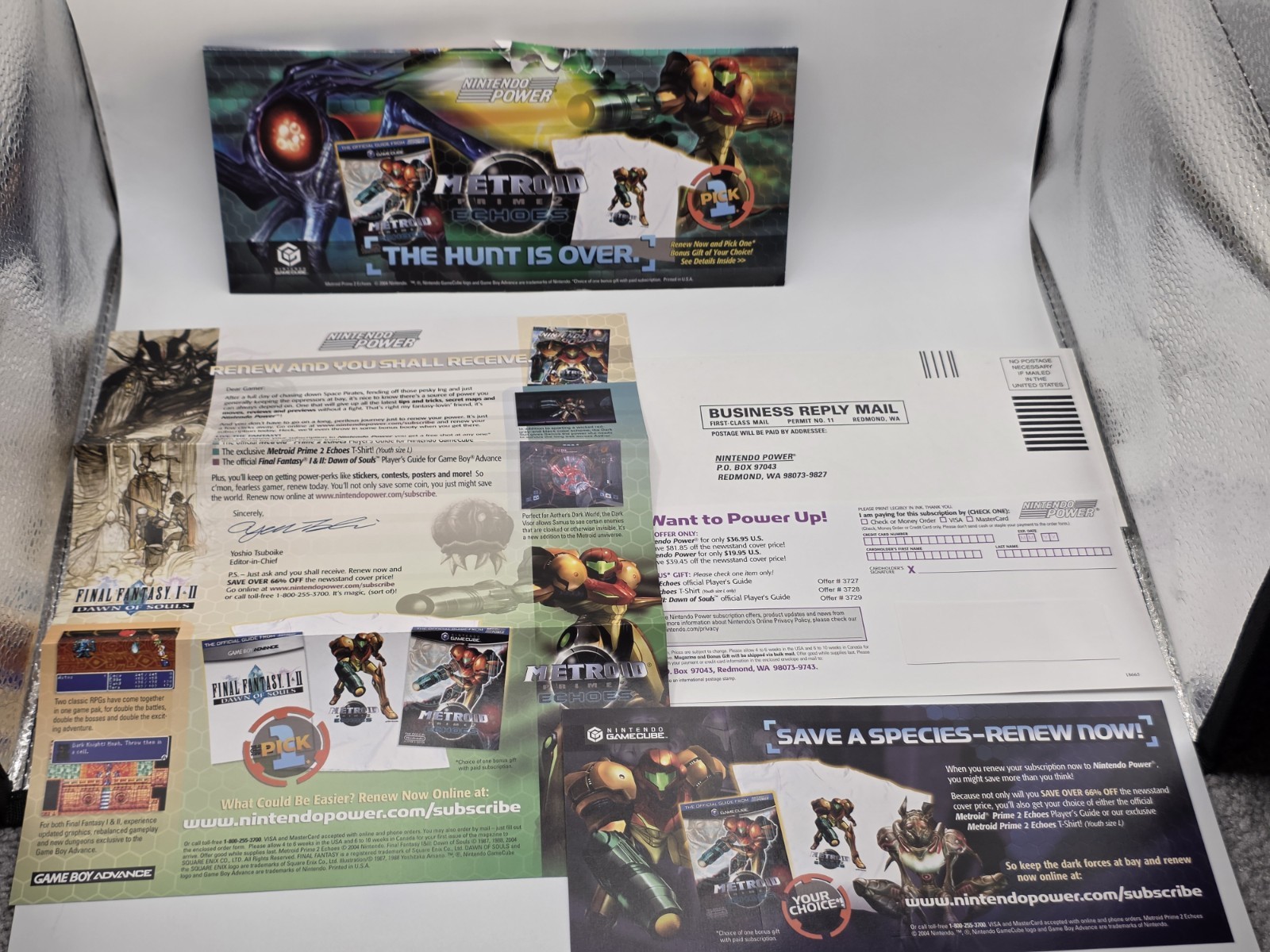 Nintendo Power Metroid Prime 2 Echoes FF Renewal Mailer Envelope 2004 Rare Promo