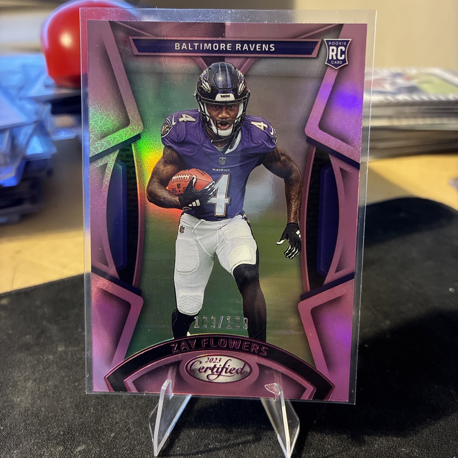 2023 Panini Certified - Rookies Zay Flowers #185 Mirror Pink /199 (RC)