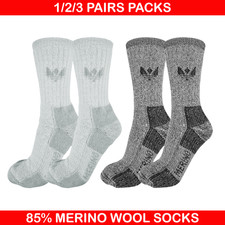 85% merino wool socks mens boot 1/2/3 pair thick hiking winter thermal 6 -13