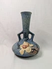Vintage Roseville Magnolia Double Handle Vase #179-7 Blue 7.5" USA Original